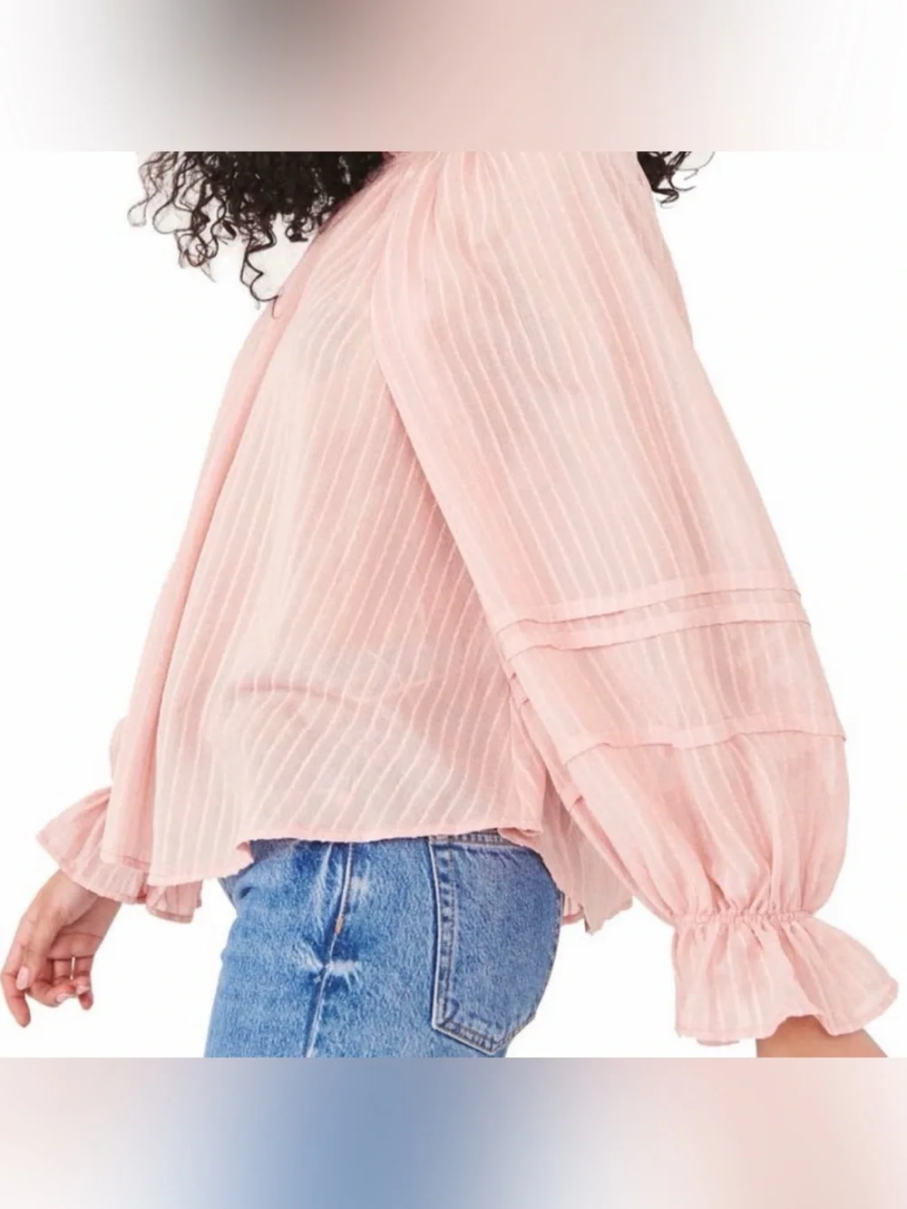 Free People Out of Town Split Neck Blouse - Size Small